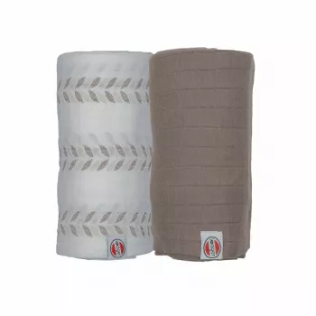 Lodger Swaddler Solid Matcha Mussola in mussolina di cotone, Birch/Buffalo, 110x110 cm, confezione da 2