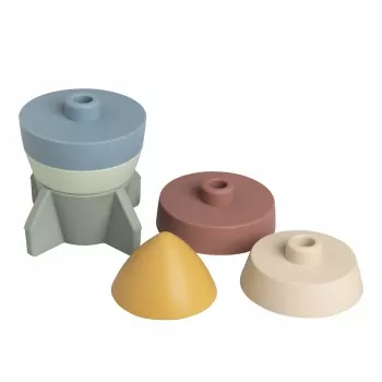 BABY'S ONLY Torre impilabile in silicone razzo, Opal, 0+ mesi