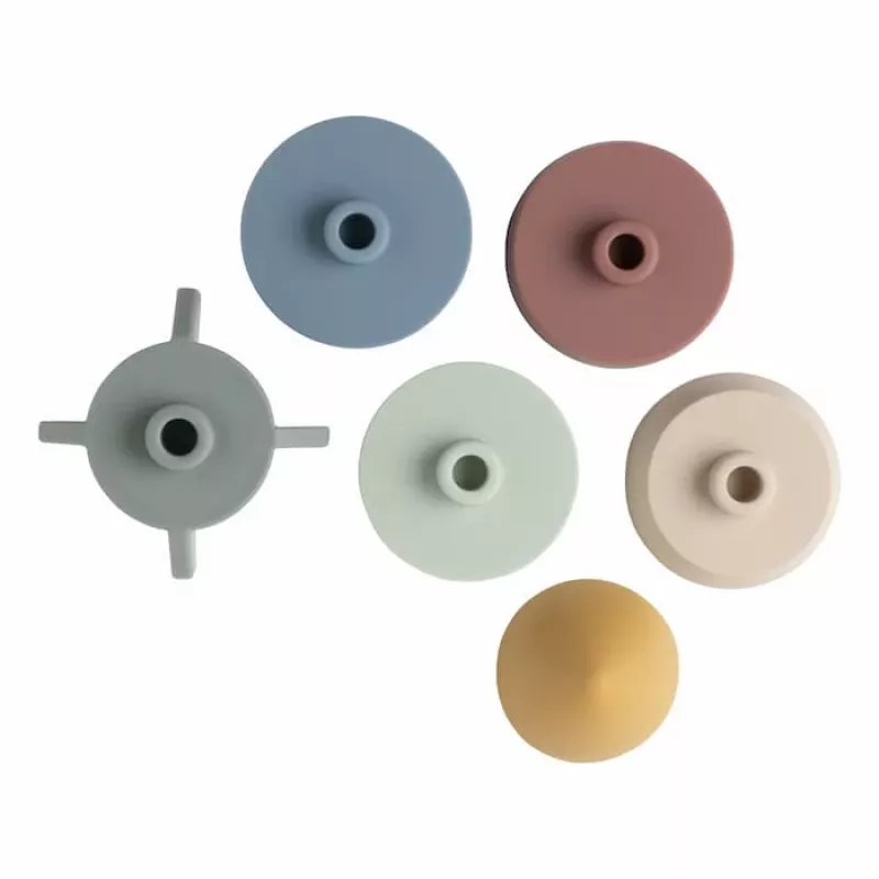BABY'S ONLY Torre impilabile in silicone razzo, Opal, 0+ mesi