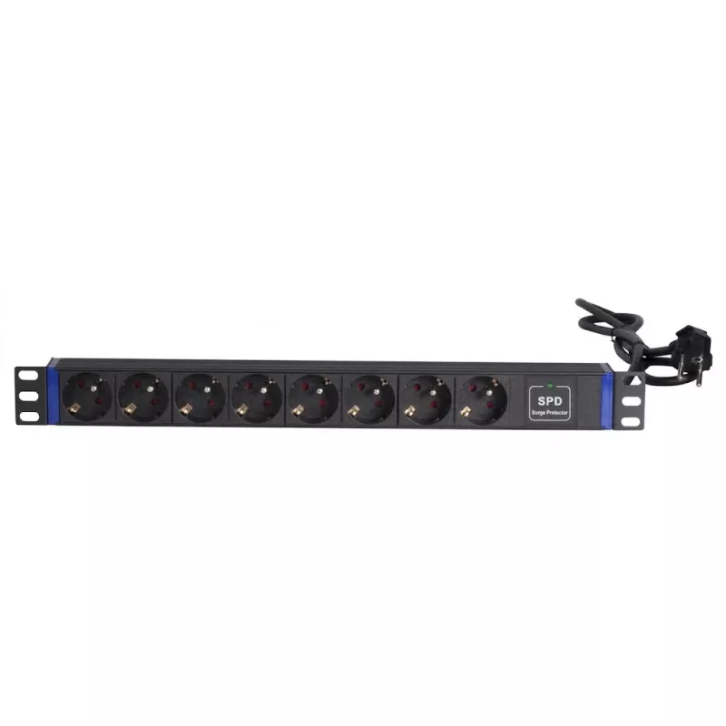 DSIT Ciabatta multipresa 19 pollici 8 vie con protezione da sovratensione e contatto di terra (DS-8PDU-SPD-PE)