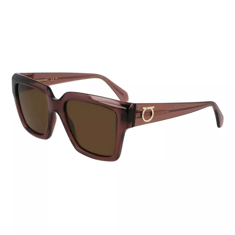 Ferragamo donna SF2014S-511 occhiali da sole quadrati, montatura Havana, lenti Gradient Brown, 54mm