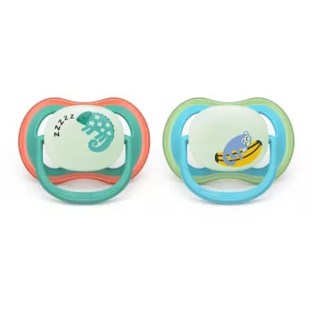 Philips Avent Ultra Air Night ciuccio 6-18 mesi, confezione da 2, maschio, luminoso al buio