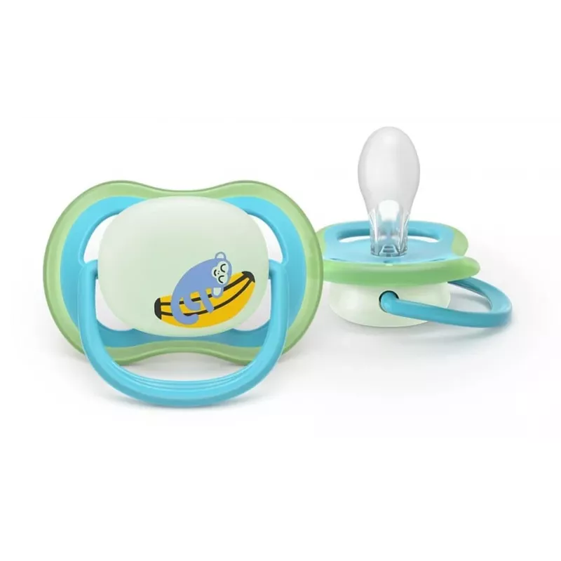Philips Avent Ultra Air Night ciuccio 6-18 mesi, confezione da 2, maschio, luminoso al buio