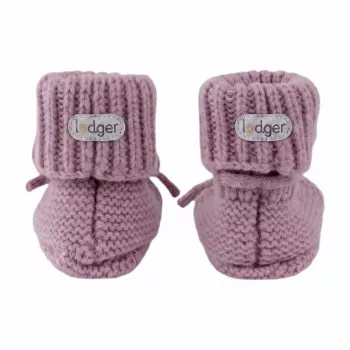 Lodger pantofole Merino Wool baby booties, Mauve, 0-6 mesi