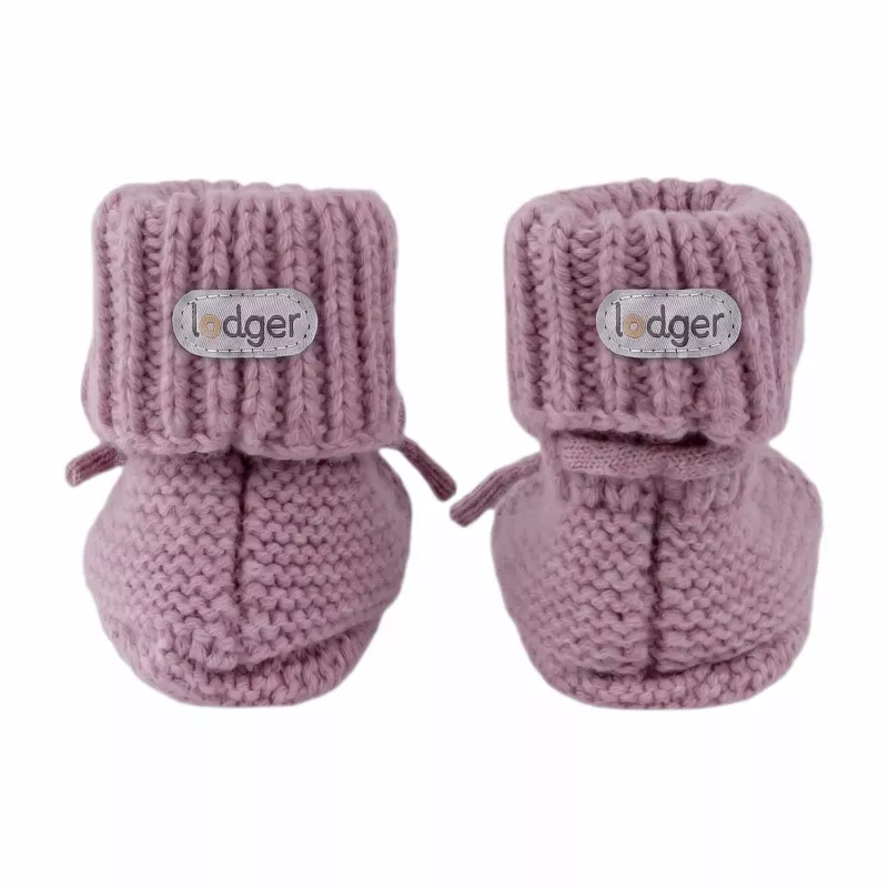 Lodger pantofole Merino Wool baby booties, Mauve, 0-6 mesi