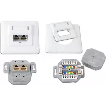 Wirewin DD-TRIO-K5E UP2 WS presa dati da incasso Cat5e schermata, 2x RJ45, LSA, bianco puro