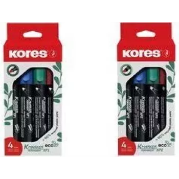 Kores ECO XP1 pennarello permanente, punta tonda, 3 mm, colori assortiti, set da 4 M20764