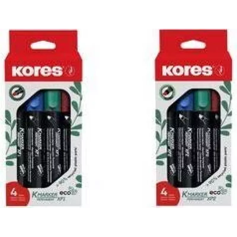 Kores ECO XP1 pennarello permanente, punta tonda, 3 mm, colori assortiti, set da 4 M20764