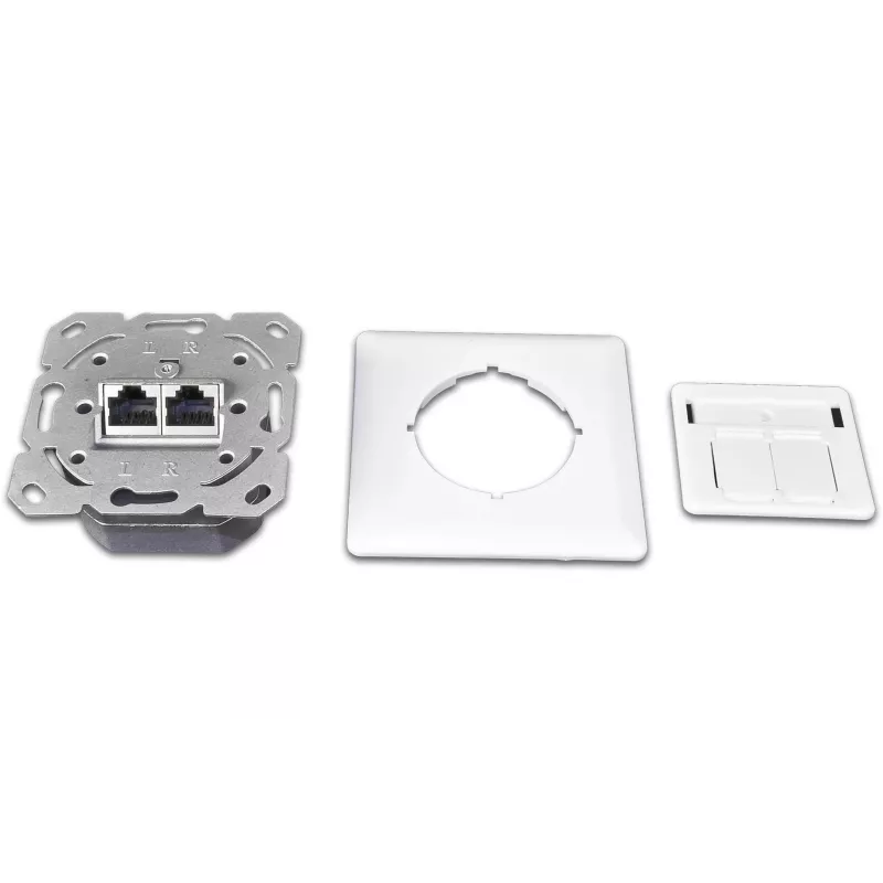 Wirewin DD-TRIO-C6 UP2 WS presa dati da incasso schermata CAT6, 2 porte, LSA, bianco puro RAL 9010
