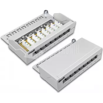 Wirewin DVP-TRIO-K5E 8 - patch panel desktop 8 porte Cat5e schermato, connessione LSA