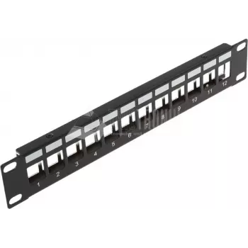 Wirewin TKS PANEL 12 patch panel keystone 12 porte, rack 10 pollici, schermato, nero