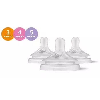 Philips Avent Natural Response set tettarelle in silicone per biberon (confezione da 3, Flow 3, 1+ mesi)