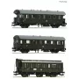 Roco 6200131 H0 set treno secondario DR 2: 2x carrozze passeggeri 2. classe Bip e 1x carrozza a scompartimenti 2. classe B3