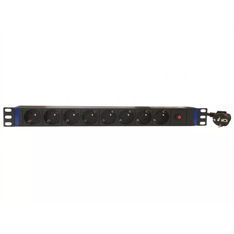 DSIT PDU 19 pollici 8 vie con interruttore principale e protezione da sovraccarico (DS-8PDU-MO-PE)