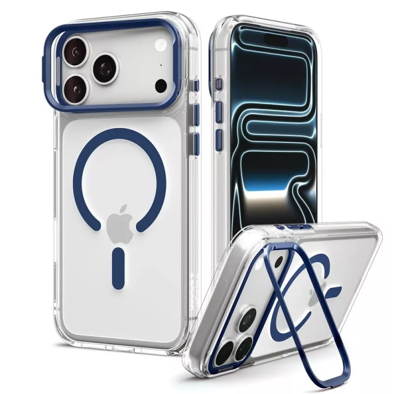 SPIGEN Ultra Hybrid Optik S custodia MagSafe per iPhone 17 Pro Max / 18 Pro Max - trasparente/blu scuro