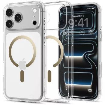 SPIGEN Ultra Hybrid custodia MagSafe per iPhone 17 Pro Max / 18 Pro Max – trasparente/oro