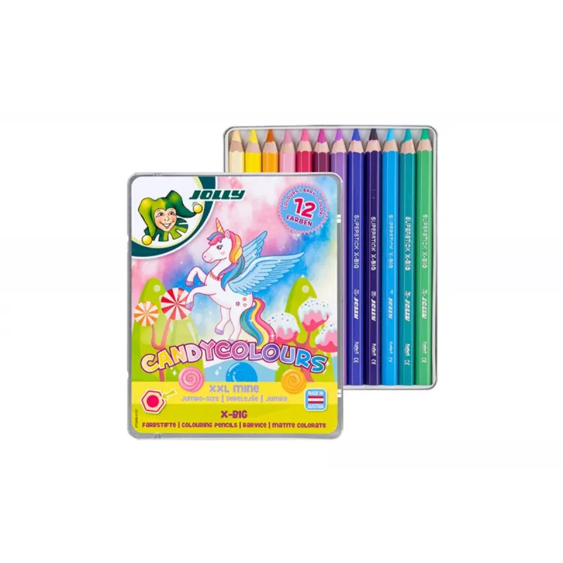 JOLLY X-BIG CANDYCOLOURS matite colorate, colori misti, 12 pezzi (3099-0137)