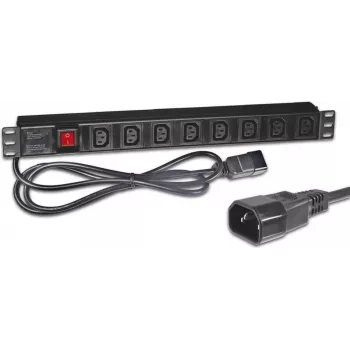Wirewin NVL8 UPS versione 19 pollici 1U Rackmount PDU, 8 uscite IEC C13, ingresso IEC C14, 10A, 2300W, nero