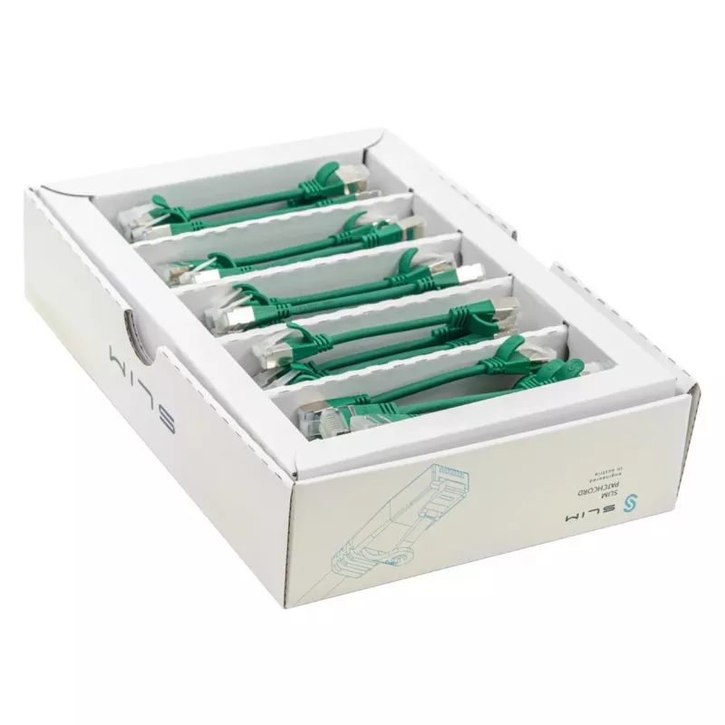 Wirewin SLIM-LS-K6A 0.1 GN 50 cavo patch Ethernet Cat6a U/FTP Slim, 0,1 m, verde, confezione da 50
