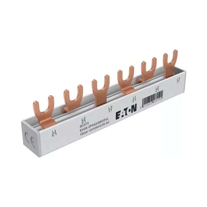 Eaton barra di distribuzione trifase a forcella EVGK-3PHAS/6MODUL 63A 400V 6 moduli (EP-501075)