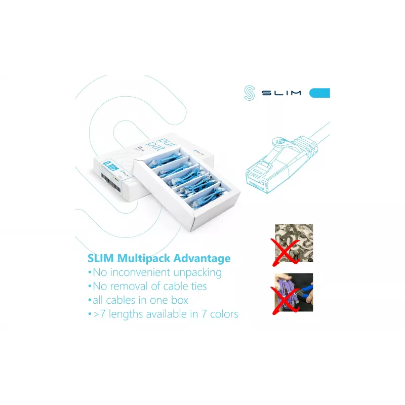 Wirewin SLIM-LS-K6A 2.0 60 Cat6A U/FTP cavo patch Ethernet slim, 2m, grigio, confezione da 60