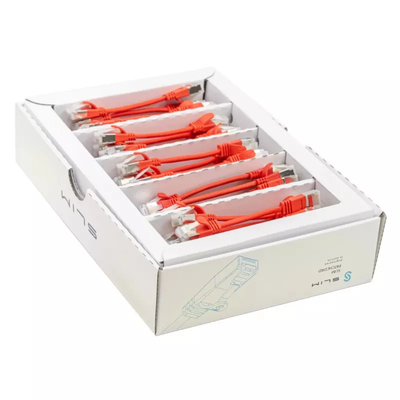 Wirewin SLIM-LS-K6A 0.1 RD 50 Cat6a U/FTP cavo patch Ethernet slim, 0,1m, rosso, confezione da 50