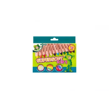 JOLLY Supersoft 3 in 1 matite colorate, colori assortiti, 12 pezzi (5956-0002)