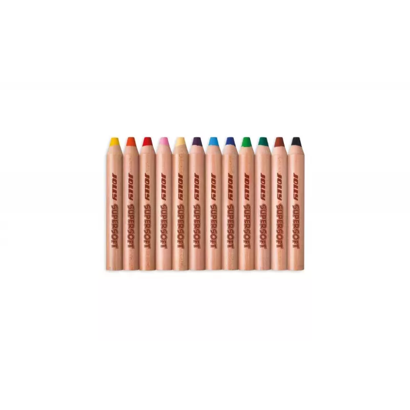 JOLLY Supersoft 3 in 1 matite colorate, colori assortiti, 12 pezzi (5956-0002)