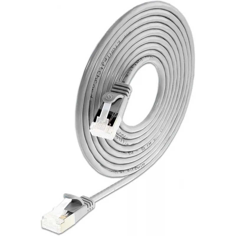 Wirewin SLIM-LS-K6A 0,15 50 Cat6A cavo patch Ethernet slim, 0,15 m, U/FTP, grigio, confezione da 50