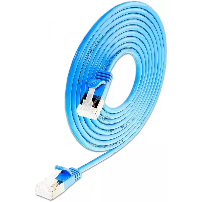 Wirewin SLIM-LS-K6A 0.15 BL 50 Cat6A cavo patch Ethernet slim, 0,15 m, U/FTP, blu, confezione da 50