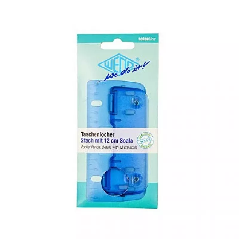 WEDO 67803 perforatore da tavolo blu ghiaccio, 2 fori, 8 fogli, 6 mm