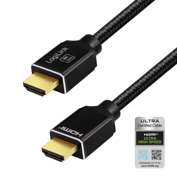 LogiLink cavo HDMI A/M a A/M 8K/60Hz 48Gbps metallo nylon certificato nero 2m