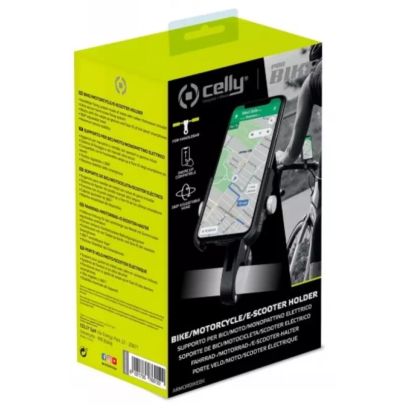 CELLY Universal Armor supporto per bici per smartphone fino a 6,7 inch, nero