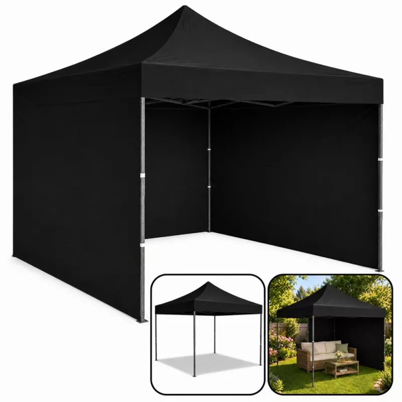 Gazebo da giardino LEAN Express tenda per gastronomia nero 3x3M
