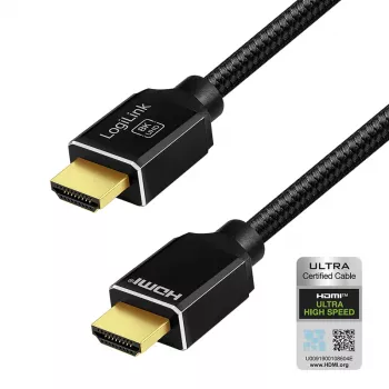 LogiLink cavo HDMI A/M a A/M 8K/60 Hz 48 Gbps metallo nylon certificato nero 5 m