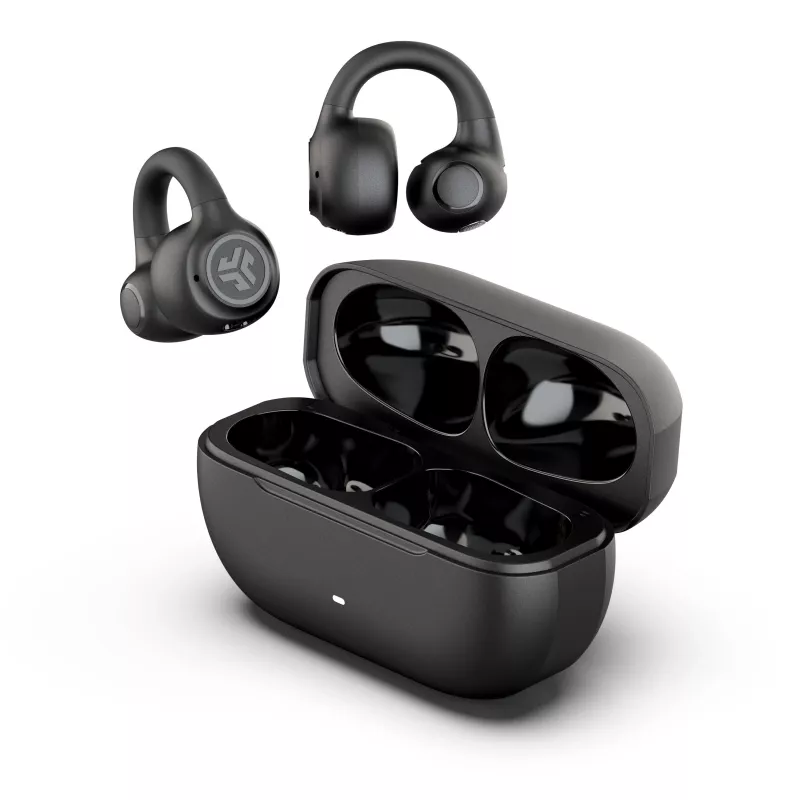 JLab Flex Open Air Clip auricolari True Wireless, Bluetooth 5.3, 32h autonomia totale, IP55, nero