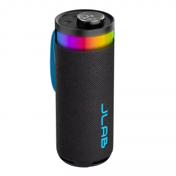JLab Go Party altoparlante Bluetooth portatile con potenza in uscita 20W, resistenza all'acqua IPX6, batteria 15 ore, microfono integrato, modalità luce, nero