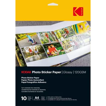 Kodak carta adesiva per foto lucida 120gsm A4 10 fogli (3510645)
