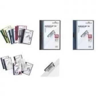 DURABLE DURACLIP ORIGINAL 30 A4 clip fermafogli, fronte trasparente, retro bianco, clip in metallo, confezione da 5 (2227-02)