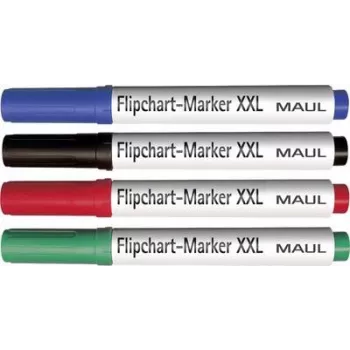 MAUL set di pennarelli per flipchart, punta a scalpello 3,0-6,5 mm, 4 colori diversi