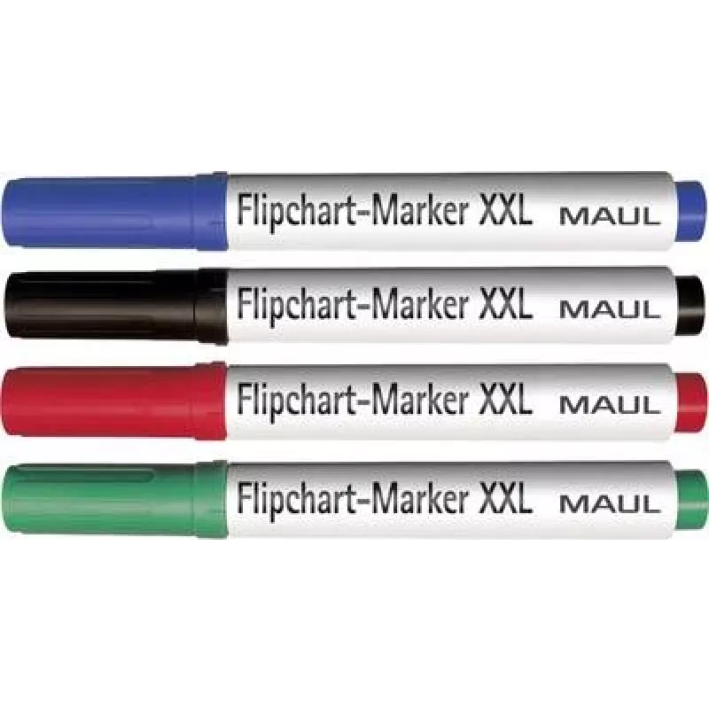 MAUL set di pennarelli per flipchart, punta a scalpello 3,0-6,5 mm, 4 colori diversi