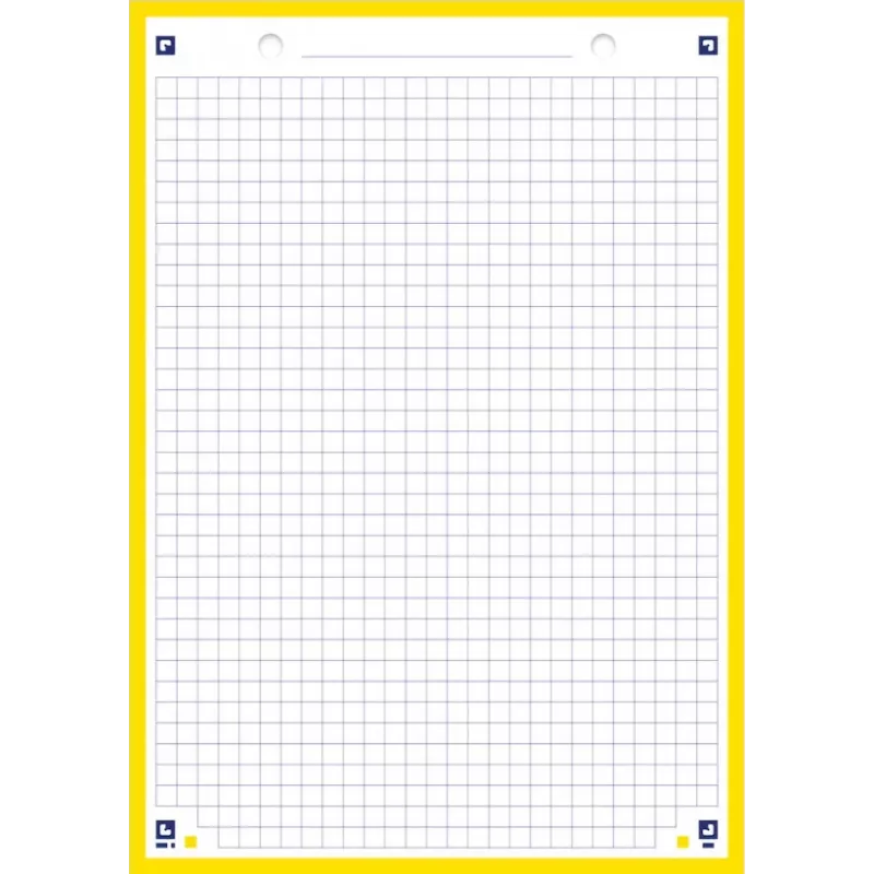 Oxford schede, DIN A5, a quadretti, bianco/giallo, 210 g/m², 2 fori, bordo colorato, 100 schede 400100550