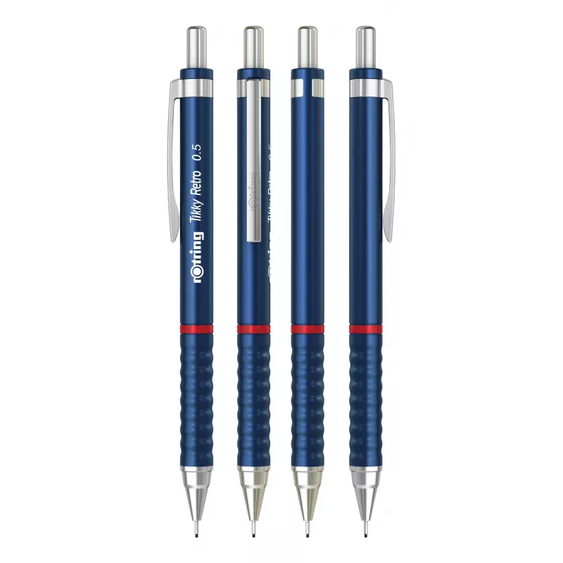 Rotring Tikky Retro matita meccanica 0,5 mm, anelli decorativi cromati blu 2202566