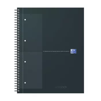 Oxford International blocco notes college, DIN A4+, a quadretti, copertina rigida, rilegatura a spirale, 80 fogli, compatibile SCRIBZEE 400191148
