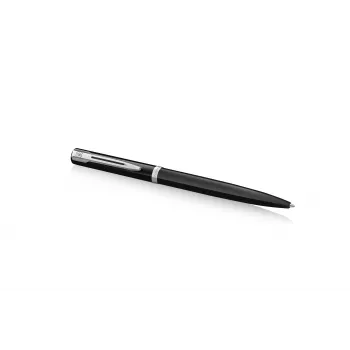 Waterman Impression penna a sfera – lacca nera, anello decorativo cromato, blu medio 2225498