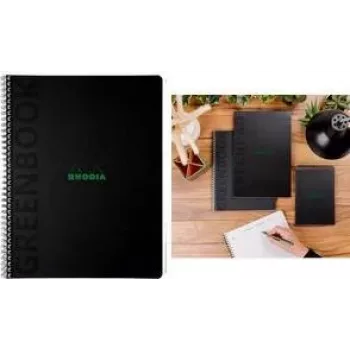 RHODIA Greenbook blocco notes college A4+ a quadretti nero riciclato 80 fogli 119932C