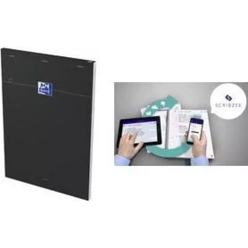 Oxford Smart blocco notes, DIN A4, a quadretti, 80 fogli, nero 400191246