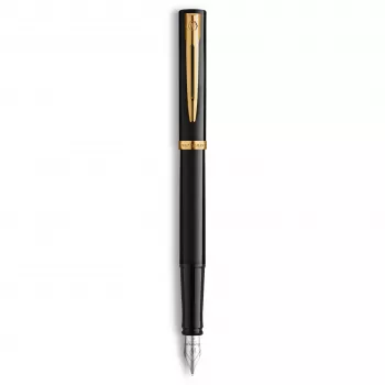 Waterman Allure Impression penna stilografica, nera con finiture dorate, pennino medio 2225500