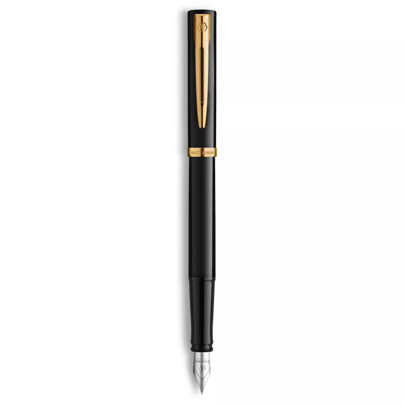 Waterman Allure Impression penna stilografica, nera con finiture dorate, pennino medio 2225500