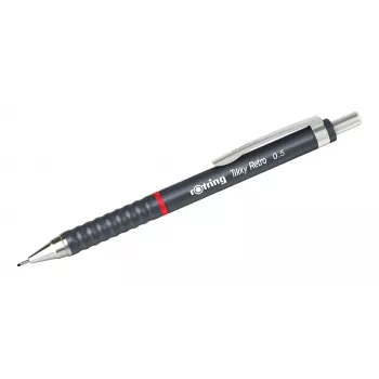 rotring Tikky Retro matita meccanica 0,5 mm grigio punta fissa cromata impugnatura in gomma a onde 2202567